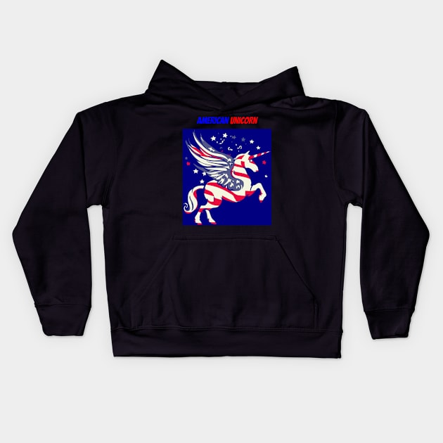 AMERICAN UNICORN 4th of july Kids Hoodie by Shop.infojanak